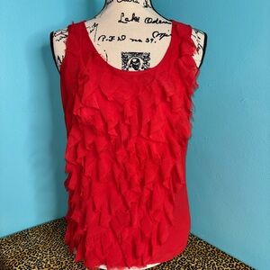 Michael Kors Red Ruffle Tank Top
